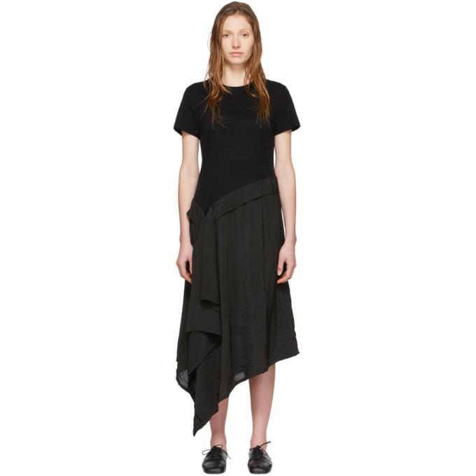 Loewe Black Satin and Jersey T-Shirt Dress