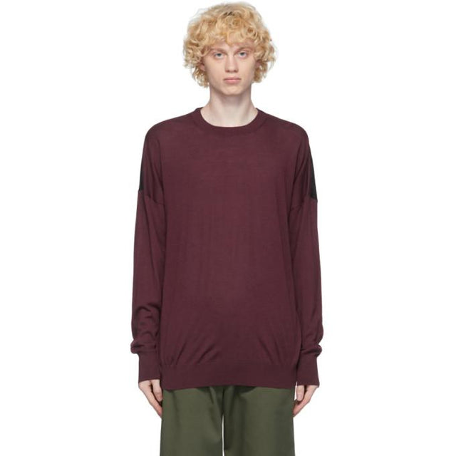 Loewe Burgundy and Black Anagram Embroidered Sweater
