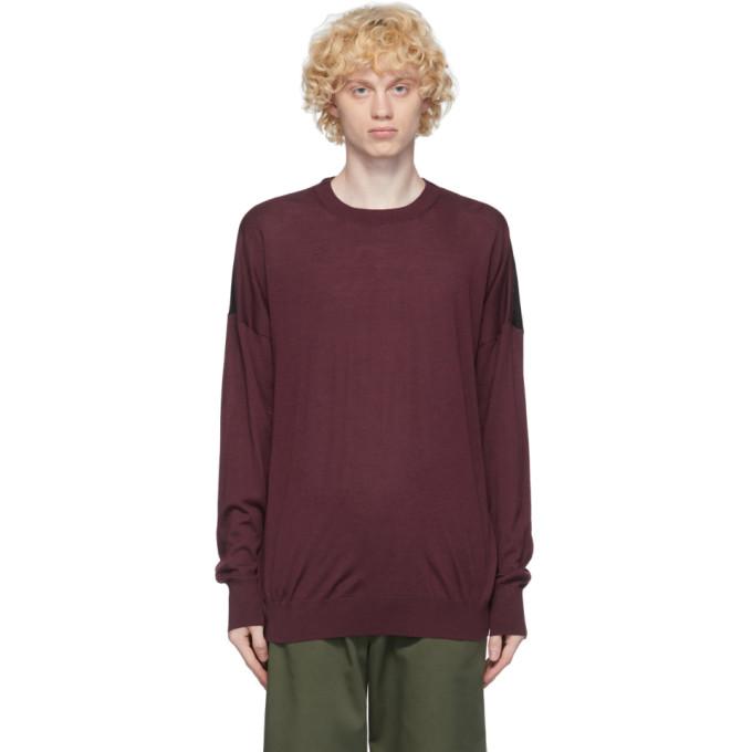 Loewe Burgundy and Black Anagram Embroidered Sweater