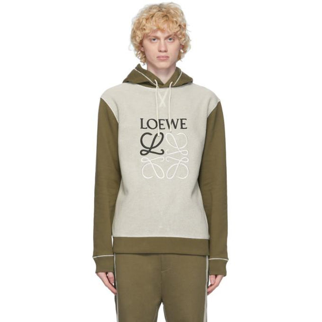 Loewe Khaki and Off-White Anagram Hoodie