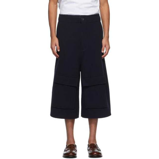 Loewe Navy Wool and Cashmere Shorts