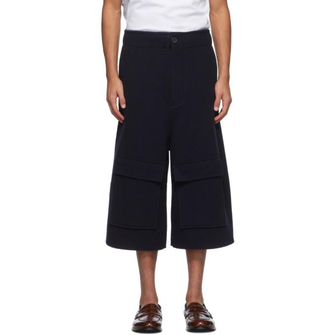Loewe Navy Wool and Cashmere Shorts