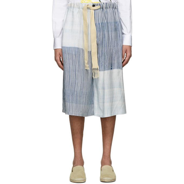 Loewe White and Blue Drawstring Shorts