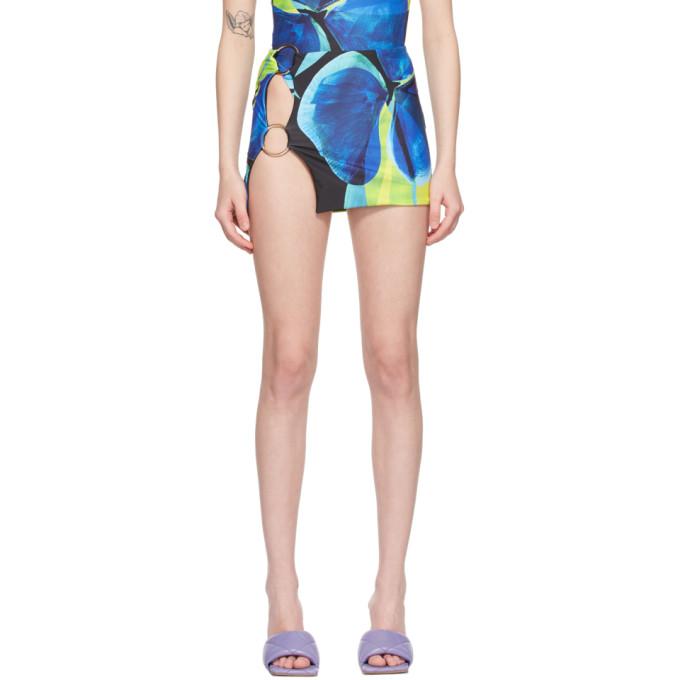 Louisa Ballou Blue and Yellow Double Ring Miniskirt