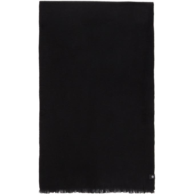 LOW CLASSIC Black Wool Muffler Scarf