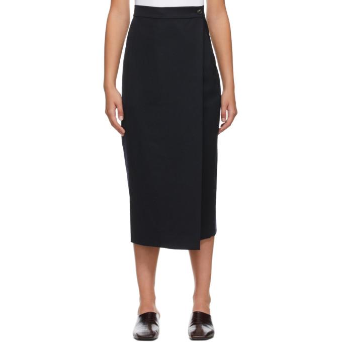 LOW CLASSIC Navy Classic Pleats Wrap Skirt