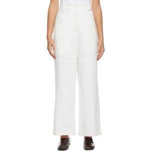 LOW CLASSIC Off-White Classic Back Pocket Cotton Trousers