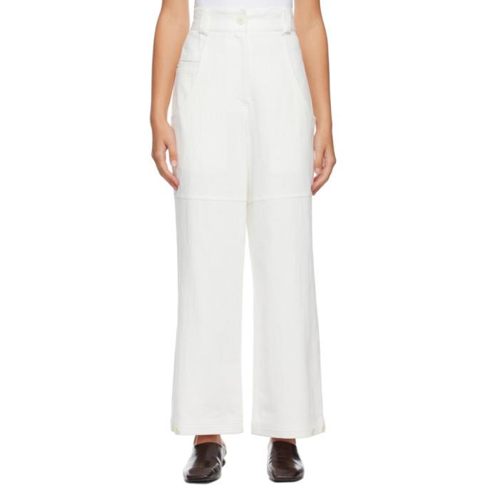 LOW CLASSIC Off-White Classic Back Pocket Cotton Trousers