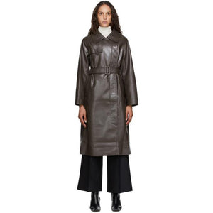 LVIR Brown Faux-Leather Trench Coat