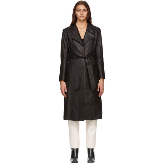 Mackage Black Selena Leather Trench Coat