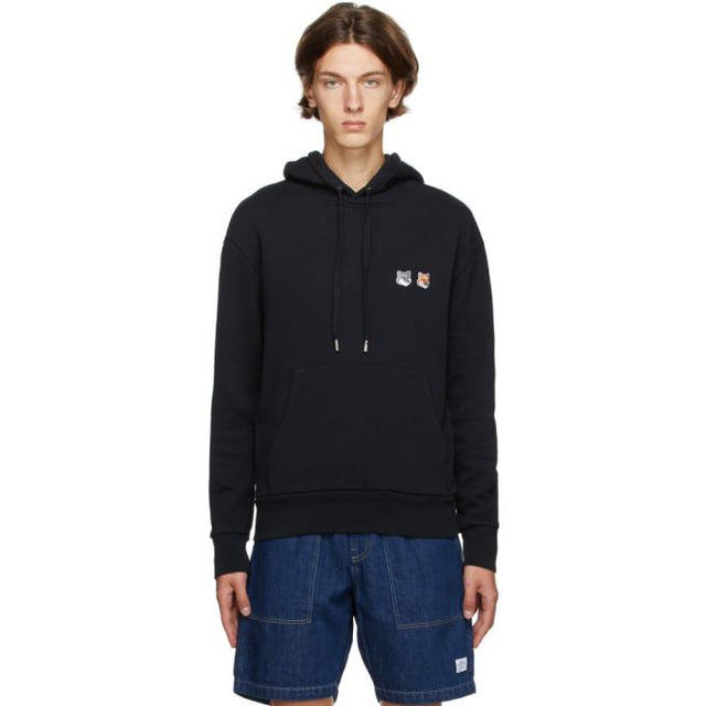 Maison Kitsune Black Double Fox Head Hoodie