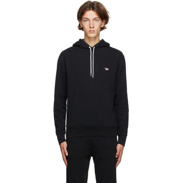 Maison Kitsune Black Tricolor Fox Hoodie