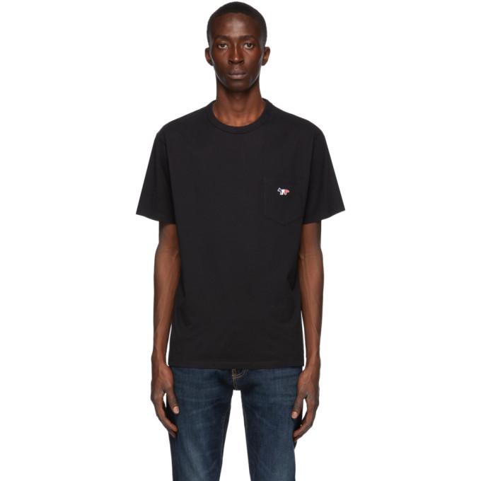 Maison Kitsune Black Tricolor Fox T-Shirt