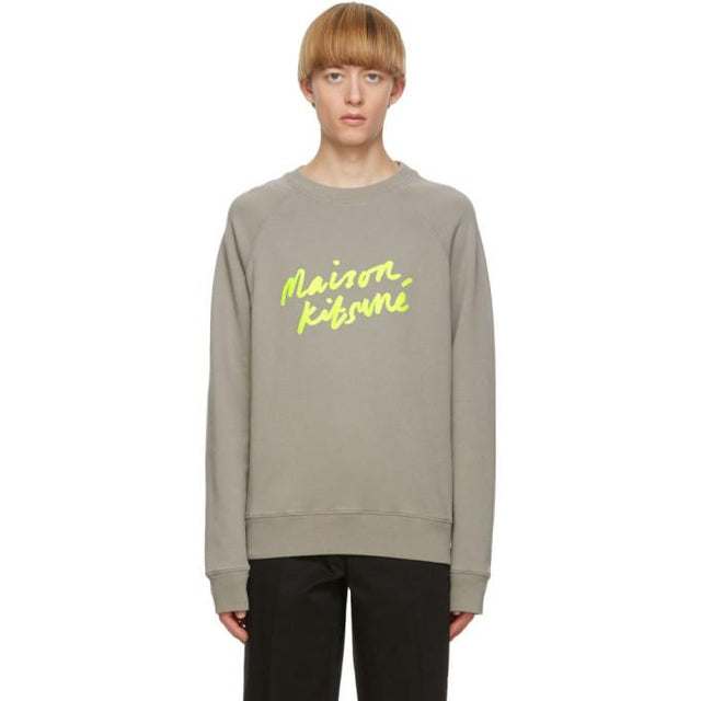 Maison Kitsune Grey Handwriting Sweatshirt
