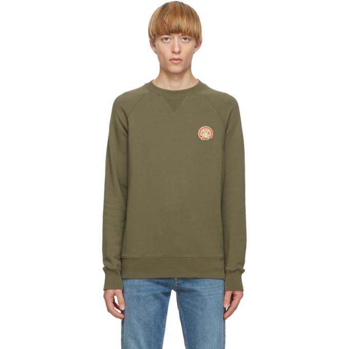 Maison Kitsune Khaki Flower Fox Sweatshirt