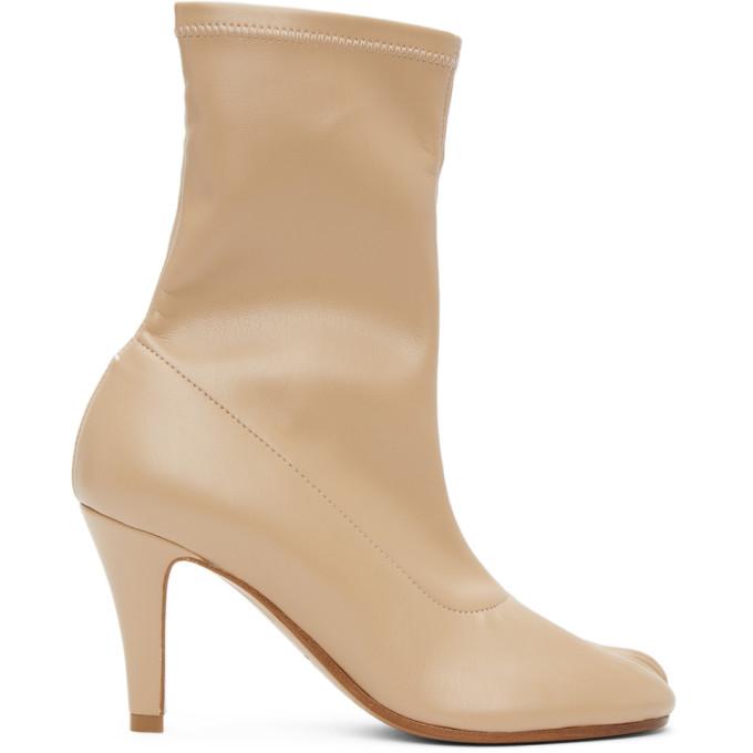 Maison Margiela Beige Stiletto Sock Tabi Boots