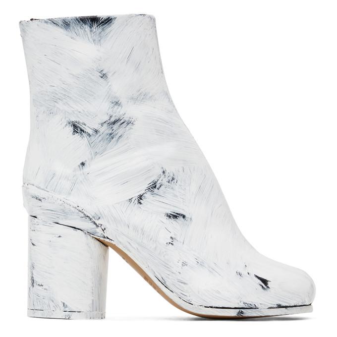 Maison Margiela Black and White Painted Tabi Heel Boots – BlackSkinny