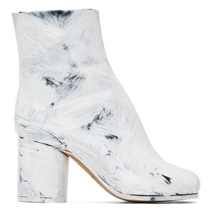 Maison Margiela Black and White Painted Tabi Heel Boots