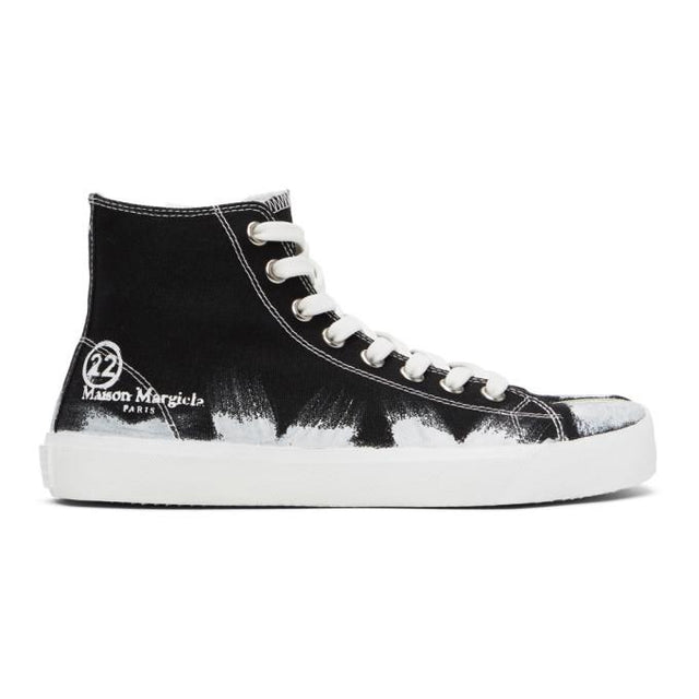Maison Margiela Black and White Vandal Tabi High-Top Sneakers