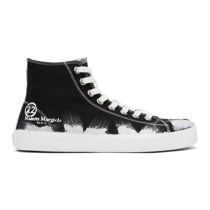 Maison Margiela Black and White Vandal Tabi High-Top Sneakers