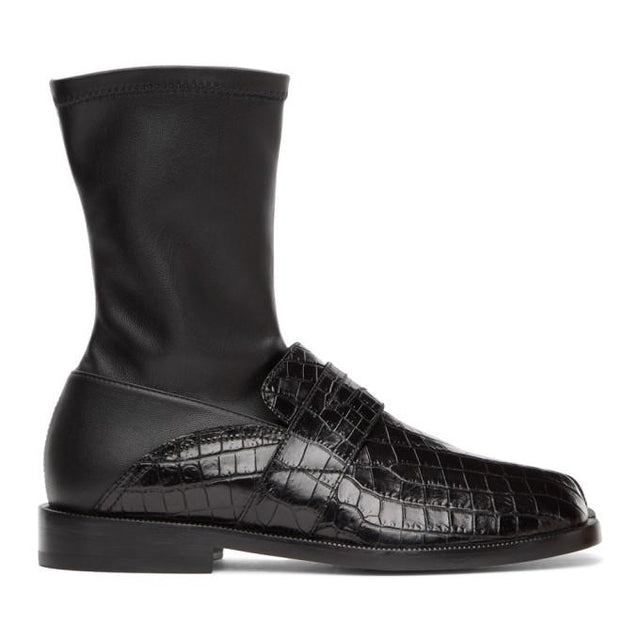 Maison Margiela Black Croc Loafer Tabi Boot