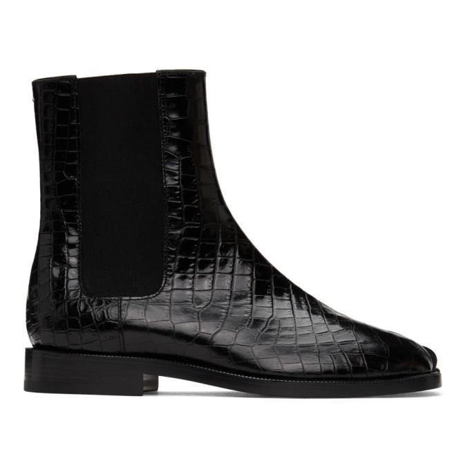 Maison Margiela Black Croc Tabi Chelsea Boots