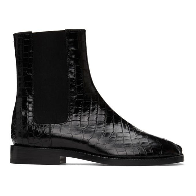 Maison Margiela Black Croc Tabi Chelsea Boots