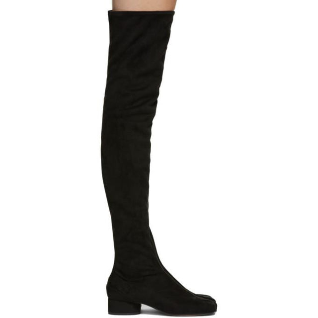 Maison Margiela Black Suede Over-The-Knee Tabi Boots