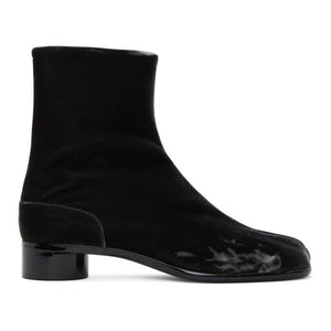 Maison Margiela Black Velvet Low Heel Tabi Boots