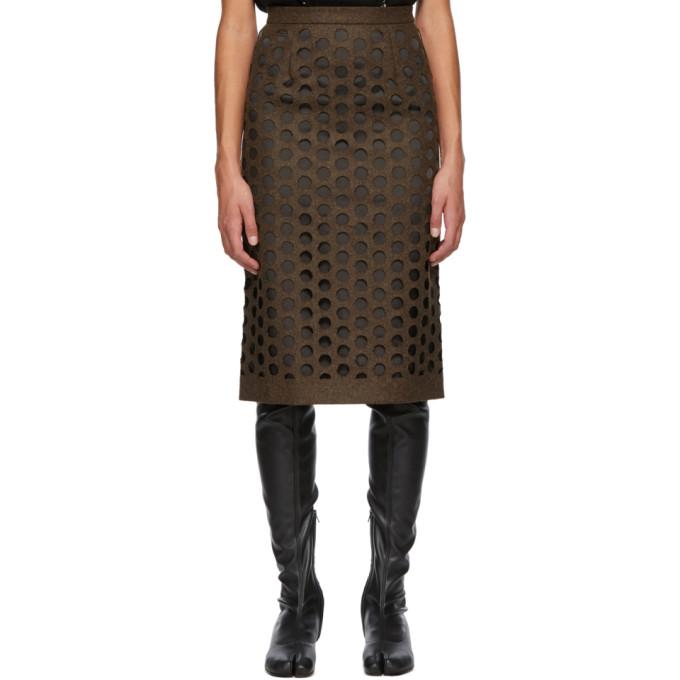 Maison Margiela Brown Melton Wool Cut-Out Skirt