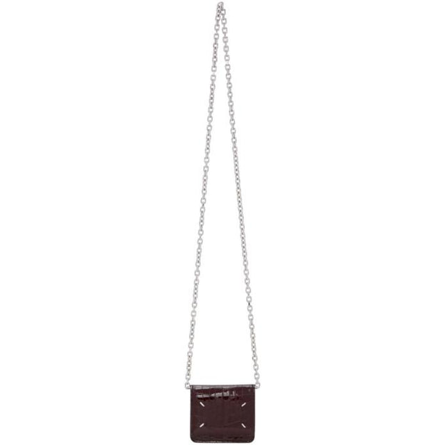 Maison Margiela Burgundy Croc Mini Stitch Shoulder Bag