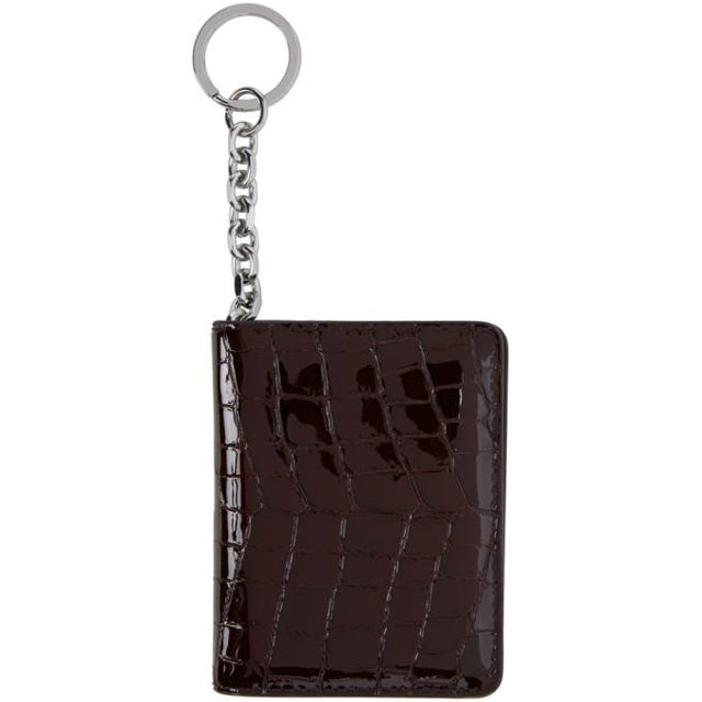 Maison Margiela Burgundy Croc Patent Card Holder