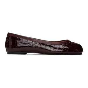 Maison Margiela Burgundy Croc Tabi Ballerina Flats