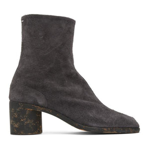 Maison Margiela Grey Suede Mid Heel Tabi Boots