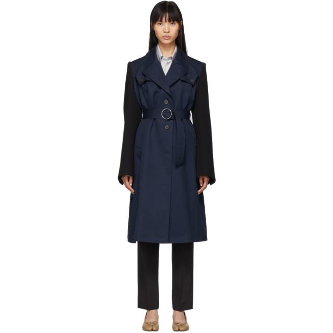 Maison Margiela Navy and Black Cotton Twill Trench Coat