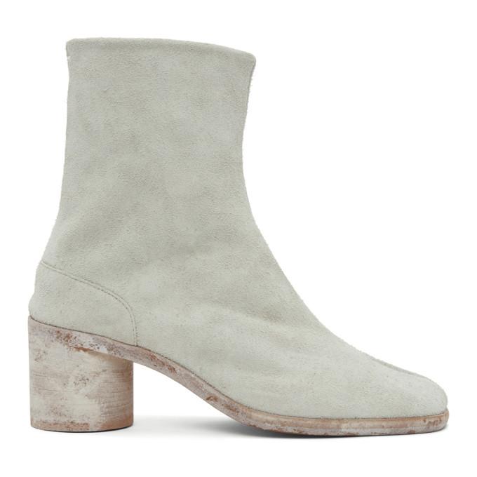 Maison Margiela Off-White Hairy Suede Tabi Boots