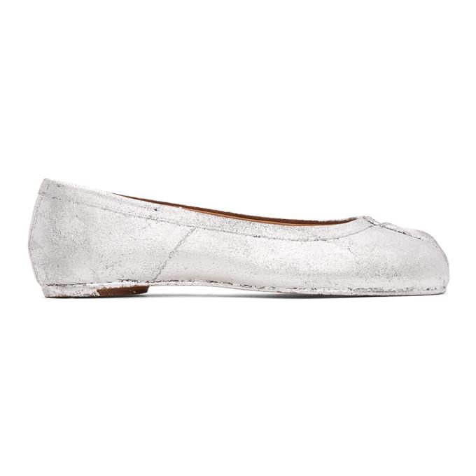 Maison Margiela Silver Painted Tabi Ballerina Flats