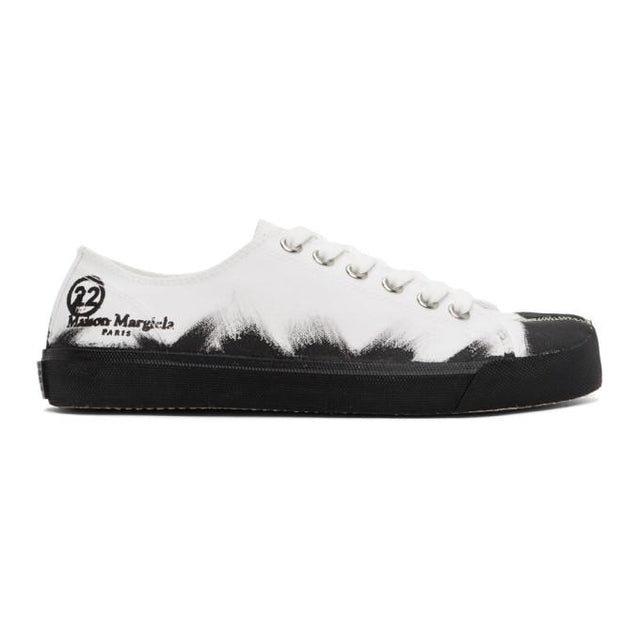 Maison Margiela White and Black Vandal Tabi Sneakers
