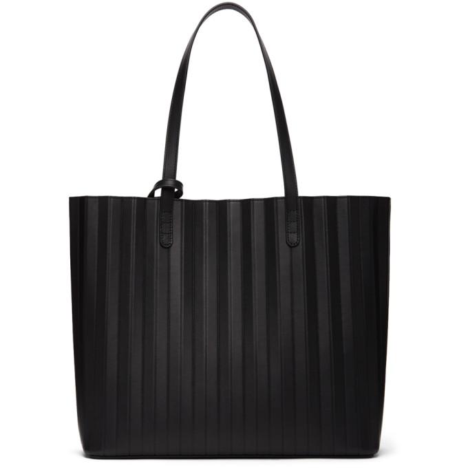 Mansur Gavriel Black Leather Pleated Tote Bag