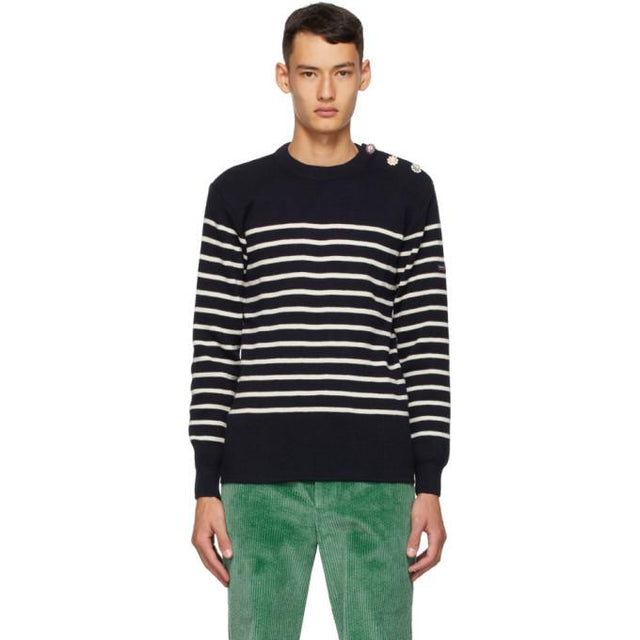 Marc Jacobs Navy Armor-Lux Edition Wool Striped Sweatshirt