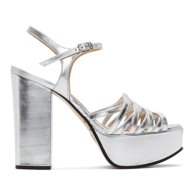 Marc Jacobs Silver The Glam Heeled Sandals