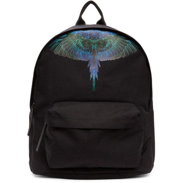 Marcelo Burlon County of Milan Black and Blue Neon Wings Backpack
