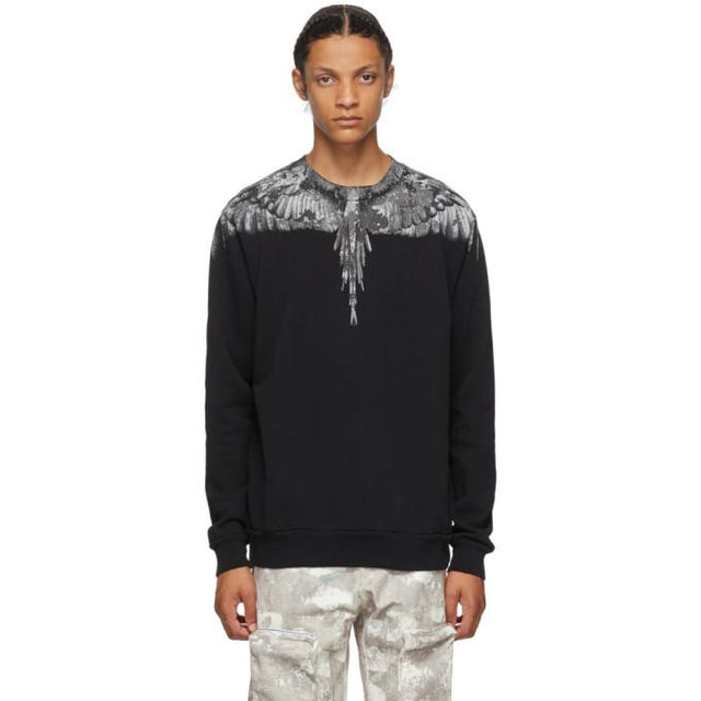 Marcelo Burlon County of Milan Black and Grey Camou Wings Sweatshirt
