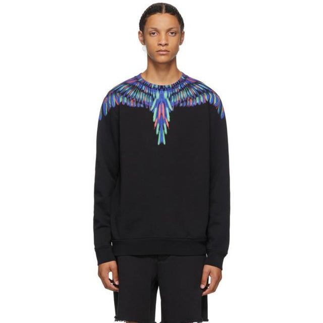 Marcelo Burlon County of Milan Black and Multicolor Chalk Wings Sweatshirt