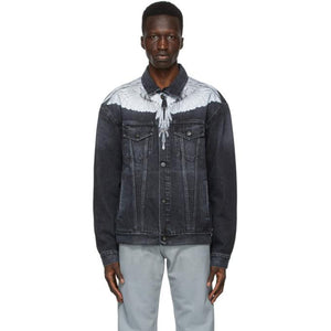 Marcelo Burlon County of Milan Black and White Denim Wings Jacket