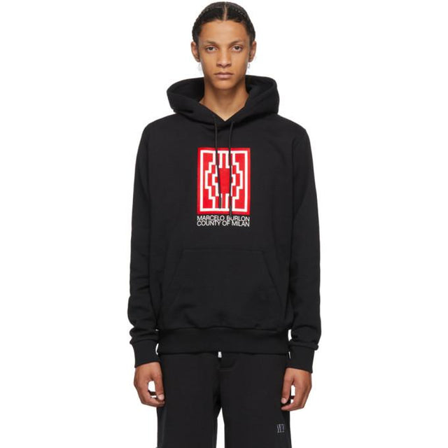 Marcelo Burlon County of Milan Black Rural Cross Hoodie