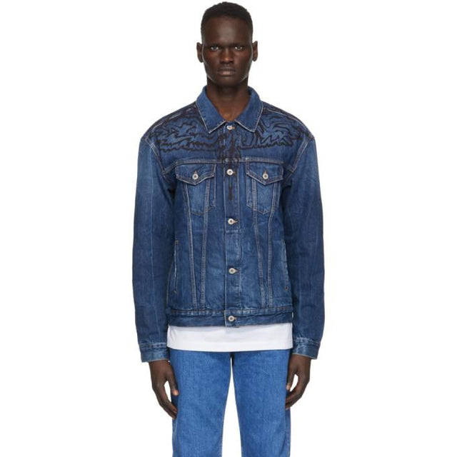 Marcelo Burlon County of Milan Blue Denim Psychedelic Wings Jacket