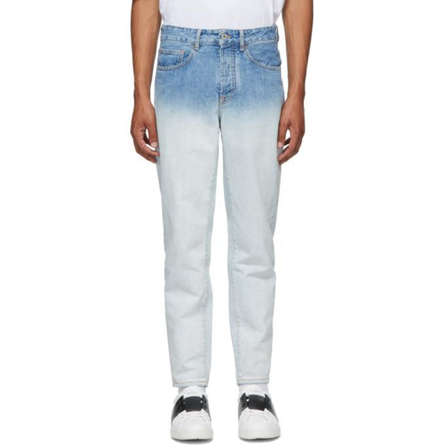 Marcelo Burlon County of Milan White and Blue Denim Gradient Jeans