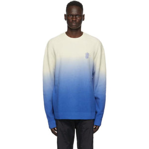 Marcelo Burlon County of Milan White and Blue Gradient Wool Crewneck