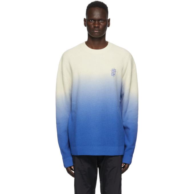 Marcelo Burlon County of Milan White and Blue Gradient Wool Crewneck